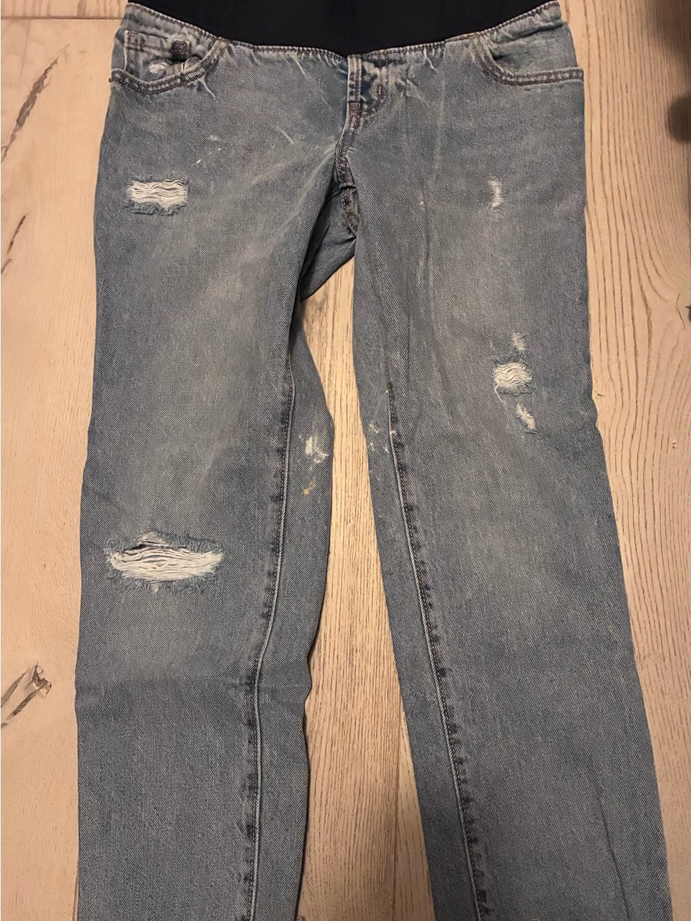 Old Navy Maternity Light Blue Jeans with Distressed Details
